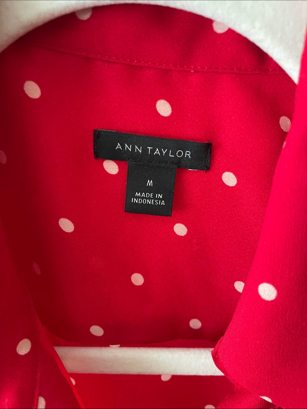 Ann Taylor Red and White Polka Dot Blouse - Picture 3 of 5